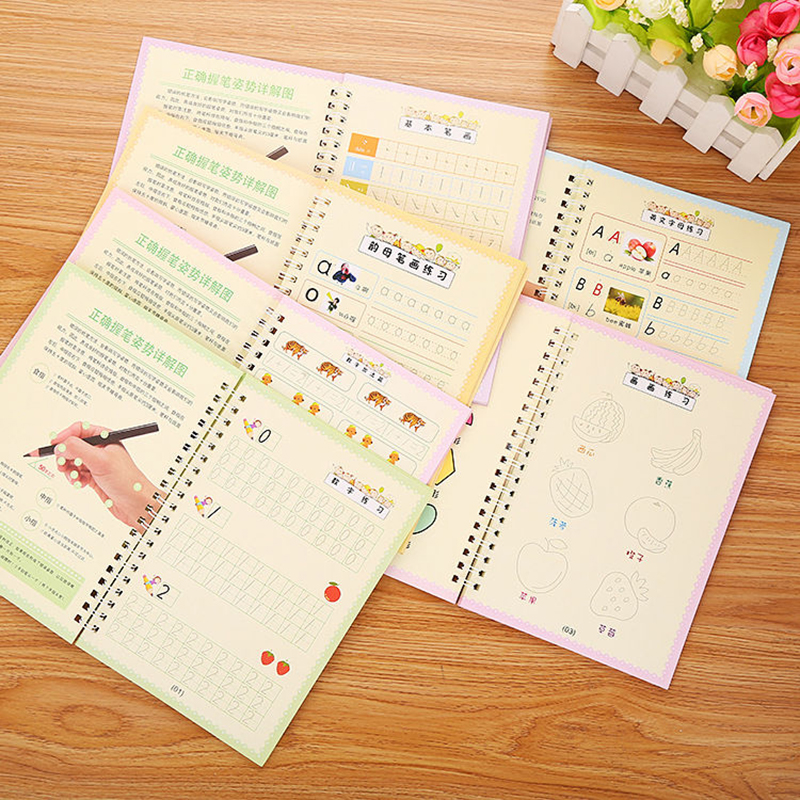 New 6 Books/set Reusable Children's Copybook For Calligraphy Hand Writing Practice Word Book For Kids Baby Art Book libros Toy