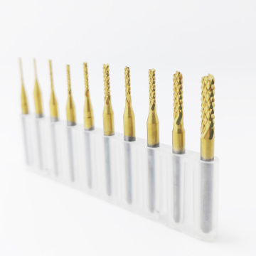 1pcs 0.8mm-3.175mm Titanium Coated Carbide Milling Cutter Engraving Edge Cutter CNC Router Bits End Mill for PCB Machine