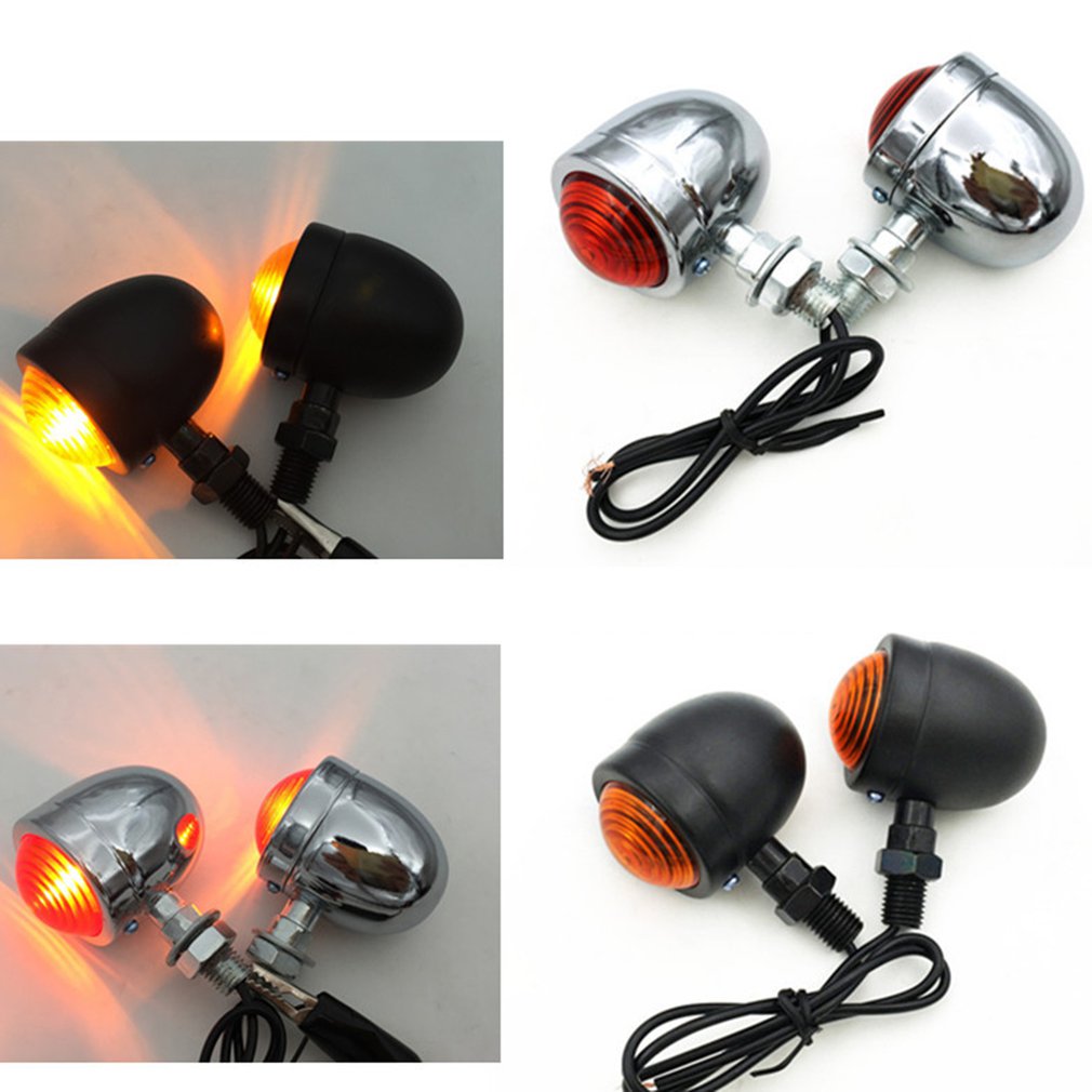 Universal Motorcycle AMBER & Black Mini Bullet LED Turn Signals Brake Running Lights Turn Signals Indicators Hot Sale Dropship