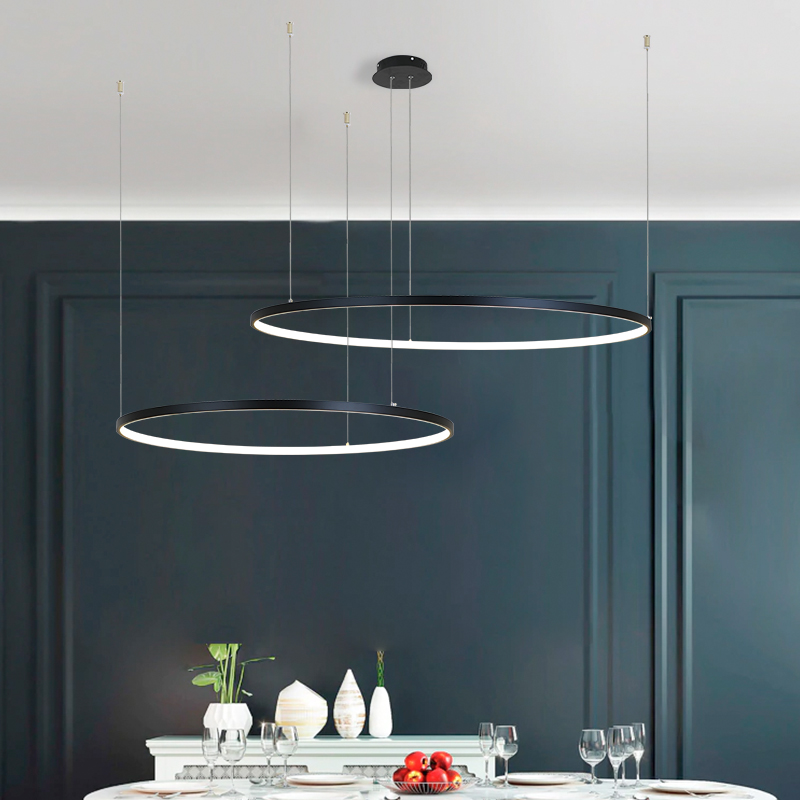 modern led chandelier circle lights for Interior design engineering lighting Line hang LED ring chandelier lamp
