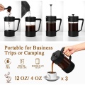 French Press Coffee & Tea Maker 12Oz, Thickened Borosilicate Gl Coffee Press Rust-Free and Dishwasher Safe,Black