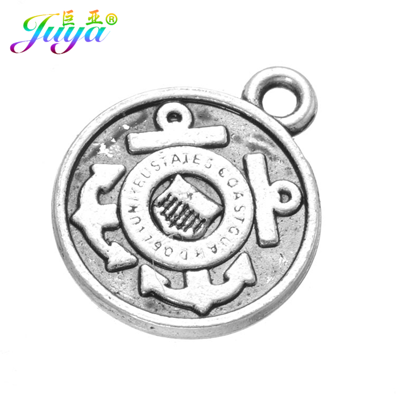 Juya 20piece Jewelry Charms Antique Silver Color Cikir United States Coast Guard Anchor Charms For Women Kids Jewelry Making