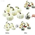 16PCS White Artificial Pumpkin Ornament Halloween Home DIY Decoration Mini Fake Vegetables Foam Simulation Pumpkin