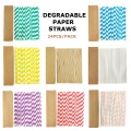 Eco-friendly Paper Drinking Straws Disposable Drinking Straws Single Use Cocktail Foil Stripe Biodegradable Paper Drinking Straw