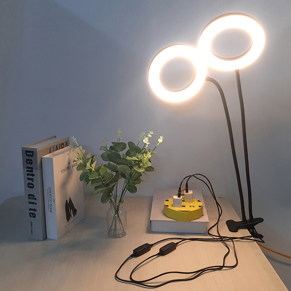 DC5V LED USB Desk Lamp 12W LED Selfie Ring Lamp Dimmable Flexible Ultrabright Beauty Brightening lamps 3000K 6500K Indoor Lights
