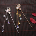 Chinese Traditional Metal Alloy Hair Pin Clip Vintage Butterfly Tassel Hair Sticks For Women Wedding Hair Jewelry Accessories