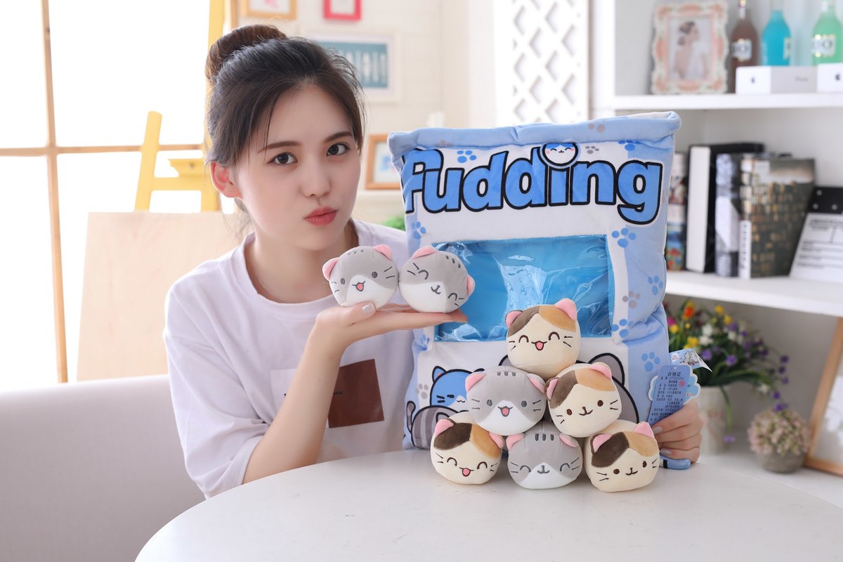 A Big Bag Kawaii Cat Plush Balls Bag Snack Toy Soft Cartoon Animal Stuffed Doll Sofa Pillow Girlfriend Kids Gifts Kawaii Plush