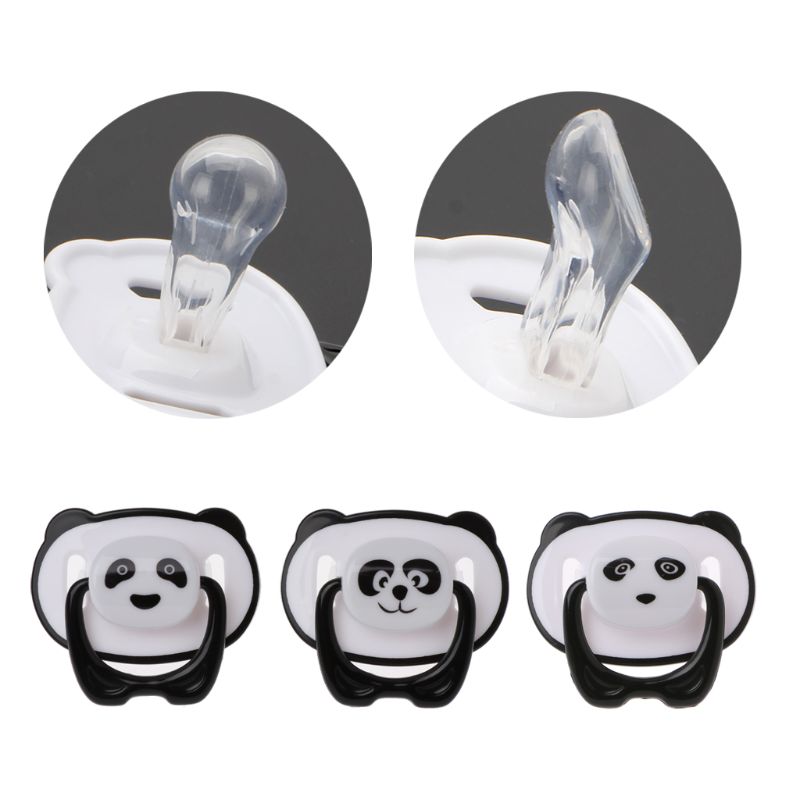 Cute Panda Nipple Dummy Pacifier Baby Food Grade PP Silicone Soother Toddler Orthodontic Nipples with Ring Teether Baby Pacifier