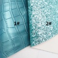 BLUE Glitter Fabric, Crocodile Faux Leather Fabric, Synthetic Leather Fabric Sheets For Bow A4 8"x11" Twinkling Ming XM344