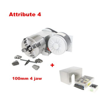 CNC rotary A 4th axis dividing head 100mm chuck with power supply speed controller for CNC router lathe milling machine