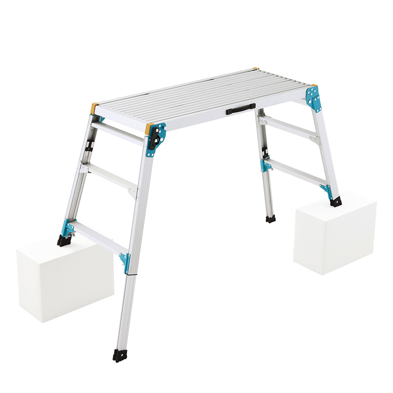GW Work bench platform anodized Aluminum Step silver Ladder Drywall Safe Heavy Duty Portable Bench Folding Ladders Stool
