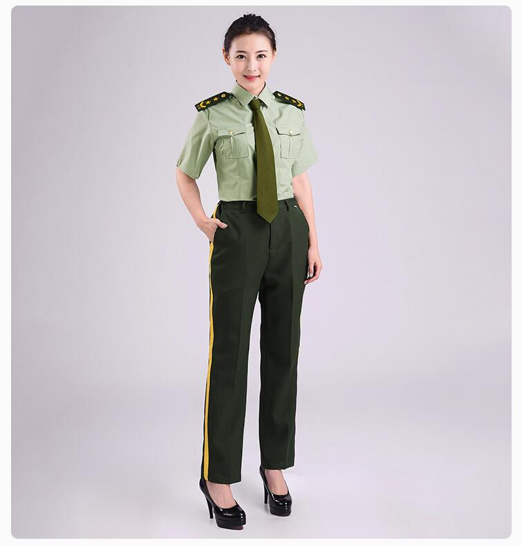 Army naval drum band uniform men women short sleeves Suits Jacket + Pants / Skirt Green Summer Honor guard flag raising clothing