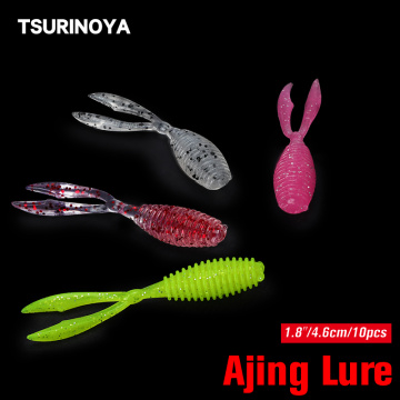 TSURINOYA RM-2003 Soft Lures 10pcs 0.5g 4.6cm AJING Lures Fishing Worm Rockfish MEBARU Silicone Swimbait Jigging Plastic Baits