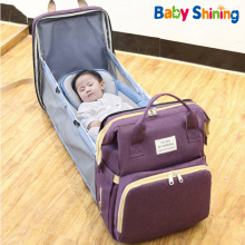 Mummy Bag Stoller Bag Waterproof Diaper Bag Portable Folding Bed Light and Large Capacity Multi-function Mother and Baby Bag