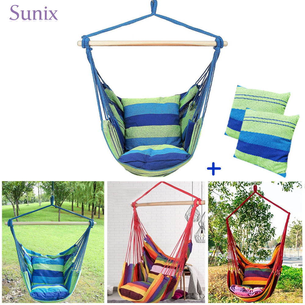 Hanging Hammock Chair Swinging Seat Travel Camping Home Garden Adults Kids Indoor Thickened Outdoor Swing Chairs With Cushion