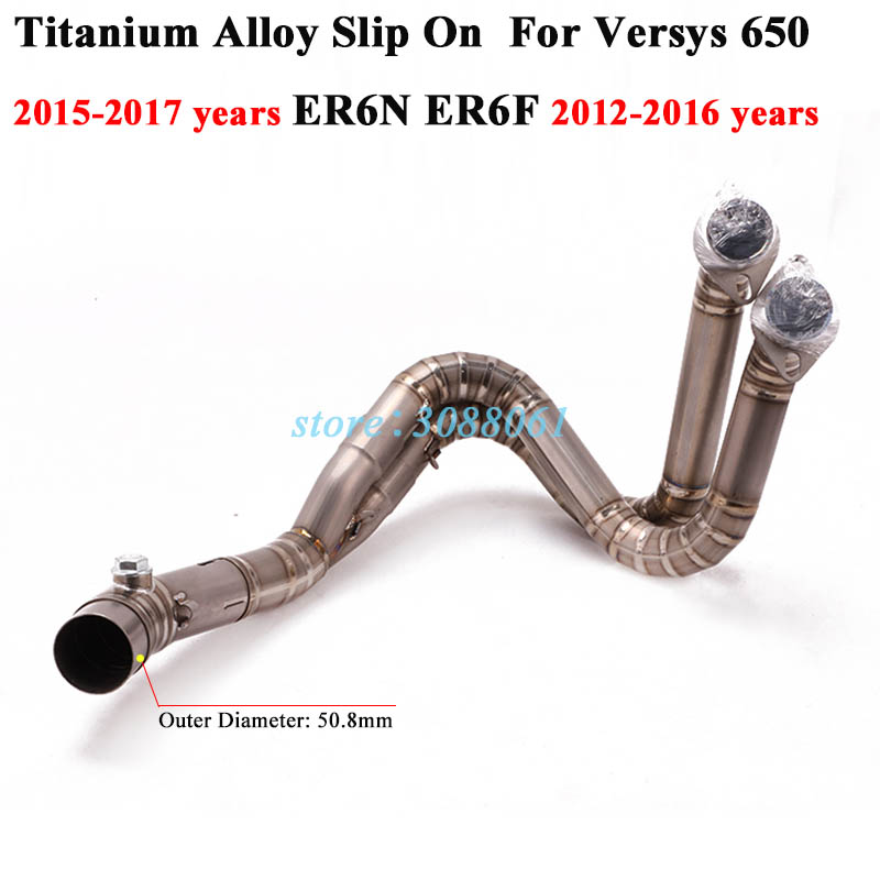 Slip On For Kawasaki Ninja 650 Versys 650 ER6N ER6F 2012 - 2019 Motorcycle Exhaust Titanium Alloy Modified Front Link Pipe 51mm