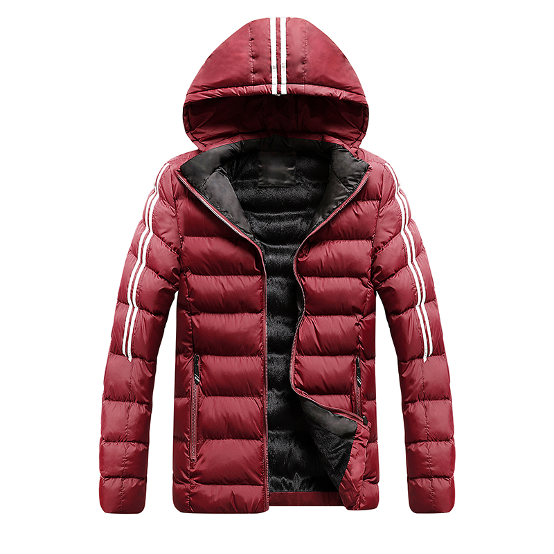 Winter Mens Parka Coats 2020 Fashion Striped Jacket Men's Warm Fleece Thick Coat Outdoor Waterproof Overcoat Hooded Parkas Men