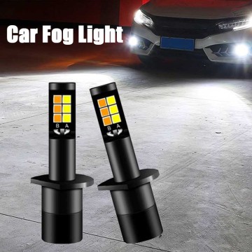 2pcs H1 Car Fog Lights Bulbs LED Foglight Driving 6000K 3000K White Amber Yellow Ice Blue Dual Color H1 Lamps
