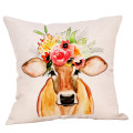 Cushion Cover Farmhouse Cow Printed Linen Animals Throw Pillow Car Sofa Cover Decorative Pillowcase decorativos cojines 45x45cm
