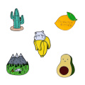 Lemon Banana Avocado Cactus Forest Mountain Cute Pins Collection Fresh Fruit Plants Badge Brooch Lapel Pin for Women Men Jewelry