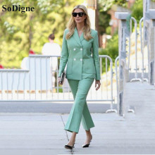 SoDigne Women Pantsuits Tuxedo 2 Piece Set White Women Business Suits Female Office Uniform Ladies Pantsuits Custom Made