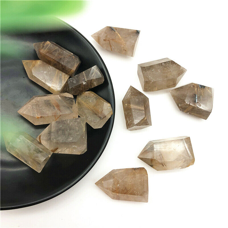 30-40mm Natural Golden Rutilated Quartz Crystal Point Stone Tower Energy Healing Natural Stones and Minerals