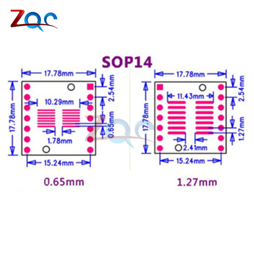 20pcs SOP14 SSOP14 TSSOP14 to DIP14 Pinboard SMD To DIP Adapter 0.65mm/1.27mm to 2.54mm DIP Pin Pitch PCB Board Converter Socket