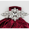 QIAO 6.3x13.5cm Sewing On Rhinestone Applique 1 pcs Silver Base Clear Crystal Rhinestones DIY Wedding Evening Dress