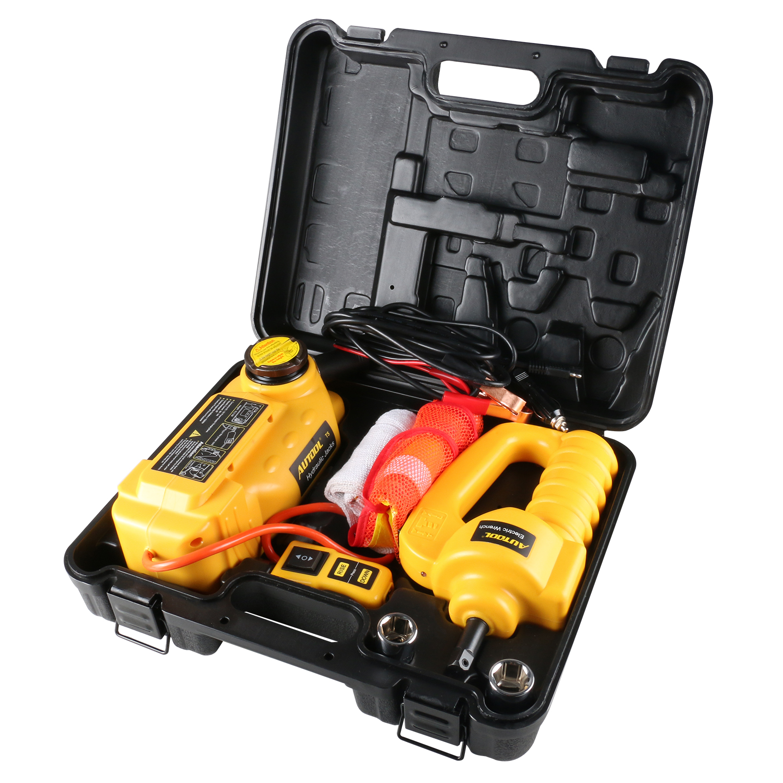AUTOOL Car Jacks 5 Ton 12V Electric Hydraulic Jack Car lifting Automotive Replace Emergency Equipment Tools with Electric Wrench