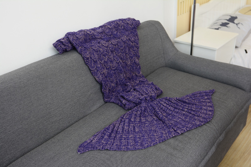 CAMMITEVER 180*90cm Big Mermaid Tail Blanket Crochet Mermaid Blanket for Adult, Soft All Seasons Sleeping Blankets