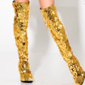 silver/Gold long boot cover Stage Dance Singer Performance Evening NightClub Dance Wear Singer Costumes Mirror lens boot cover