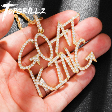 TOPGRILLZ Custom Name Iced Out Tennis Chain Letters Pendants Necklaces Men's Charms Zircon Hip Hop Jewelry With 4mm Tennis Chain