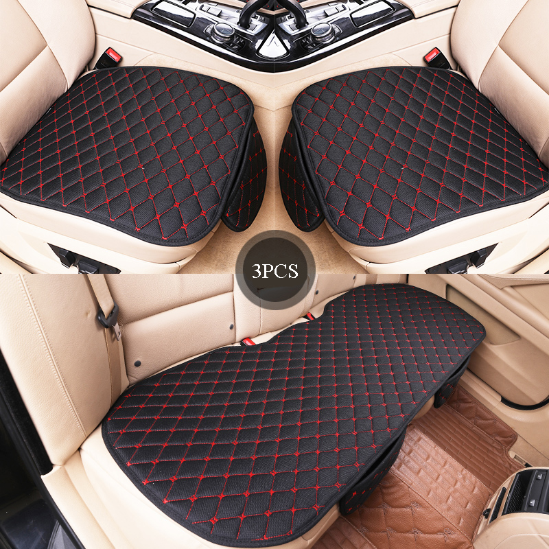 Universal 3PCS Car Seat Cover Flax Auto Seat Protector Front Back Rear Automobile Seat Cushion Pad Mat Accessories