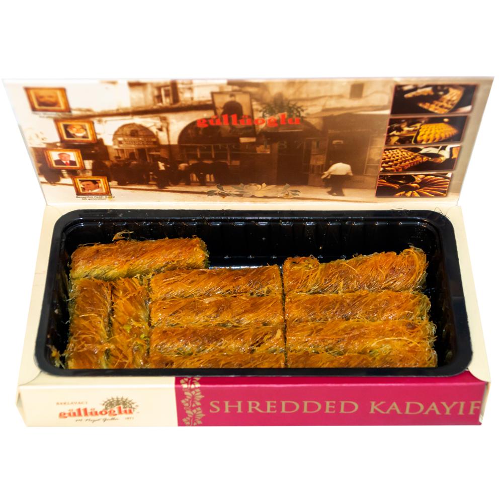 Gulluoglu Twisted Kadaif with Pistachio, Freshly Produced, Shredded Wheat Dessert, Traditional Turkish Kadayif - 500 Gr - 1 Pck