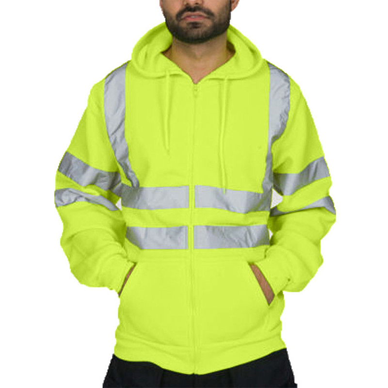 Mens Clothing Autumn Winter Casual High Visibility Jacket Reflective Tape Safety Security Work Coats and Jackets for Men