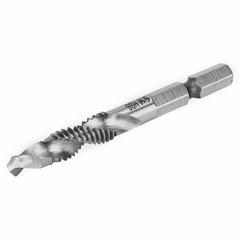 DANIU 6pcs 1/8 - 3/8 Inch BSW Thread HSS Combination Drill Tap Bit Set 1/4 Inch Hex Shank Deburr Countersink Bits High Quality