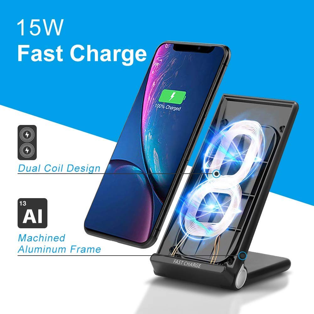 15W Qi wireless charger stand for Doogee S60 S70 Lite BL9000 Ulefone Armor X 6 6s 7 Fast wireless charging station phone charger