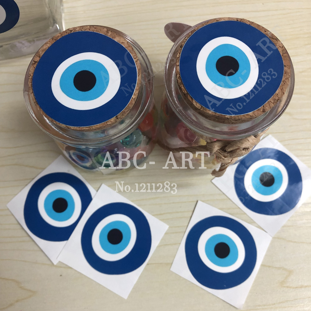 72pcs Evil Eye vinyl sticker decals champagne glass cups stickers protection eye candle decorations