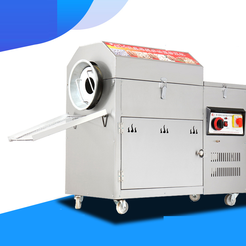 Gas Heating Nuts Roasting Machine For Peanut And Cashew Macadamia Chickpeas Stainless Steel Nut Baking Machine