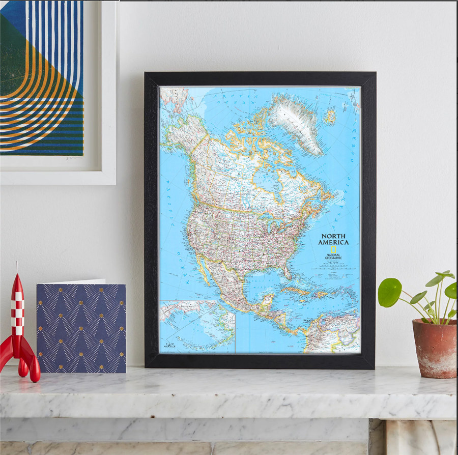 North America Map Precise Detail Comprehensive Geography Learning Education Home Decor Canvas Print Wall Art Sticker