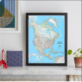 North America Map Precise Detail Comprehensive Geography Learning Education Home Decor Canvas Print Wall Art Sticker