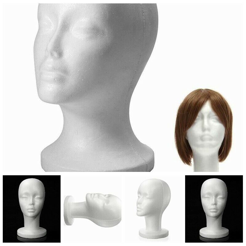 Female Head Model Wig hair Hat Glasses Display Styrofoam Foam Mannequin