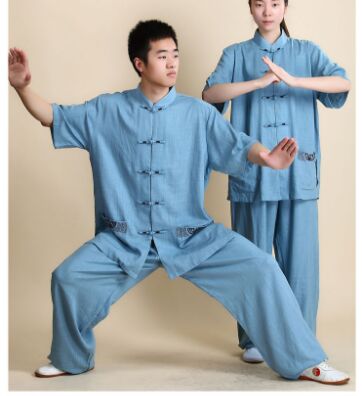 Summer Linen cotton Kung Fu Uniforms Short Sleeves Tai Chi Martial Arts Clothing Wingchun Taiji Wear Wu Shu Performance Suit