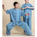 Summer Linen cotton Kung Fu Uniforms Short Sleeves Tai Chi Martial Arts Clothing Wingchun Taiji Wear Wu Shu Performance Suit