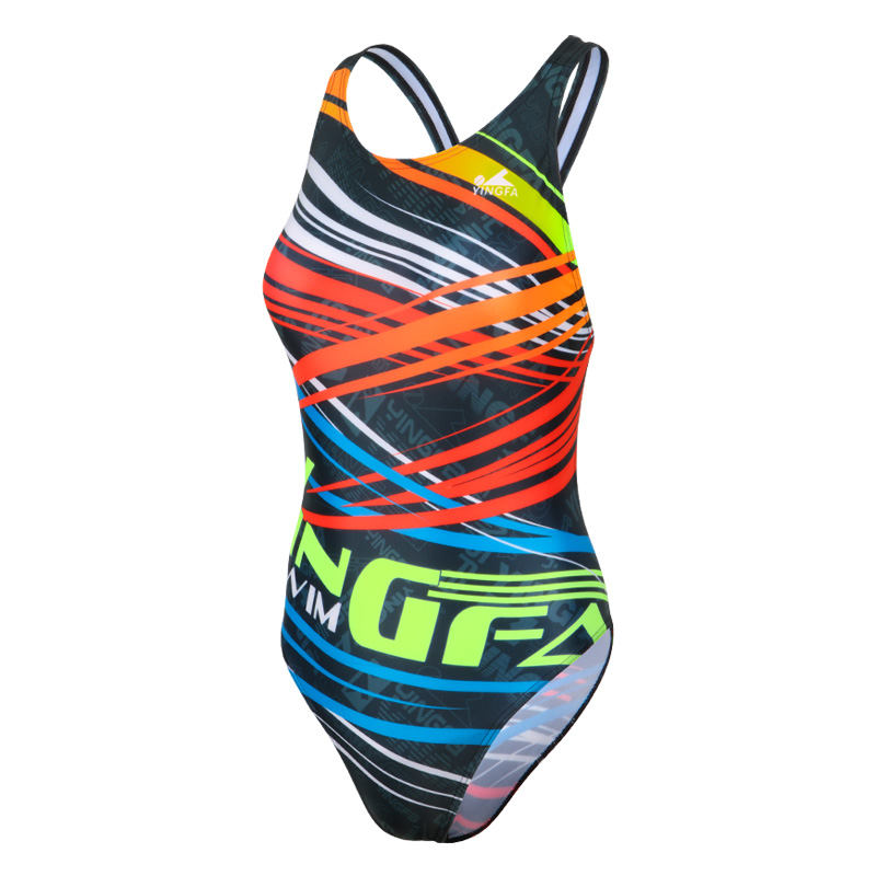 Yingfa Competition Swimwear Women 2020 One Piece Swimsuit Racer Back Sport Swimming Suits for Women Digital Print Bathing Suits