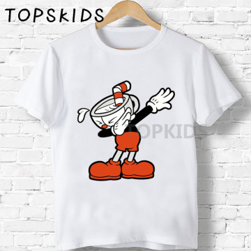 2019 Children Dabbing Cuphead Cartoon Print T-shirts Boys&Girls Funny Baby Tops Kids Summer Short Sleeve T shirt