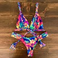 Ruffled Bikini Set 2020 Sexy Flounce Biquini Swimwear Women Swimming pants Swimsuit Floral Beachwear V-neck Bathing Suit