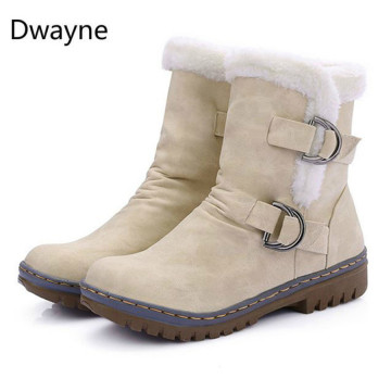 Fashion Winter Boots Women Snow Boots Flat Heels Winter Shoes Warm Fur Boot Mid-Calf Spring Autumn Women's Shoes Plus Size 452