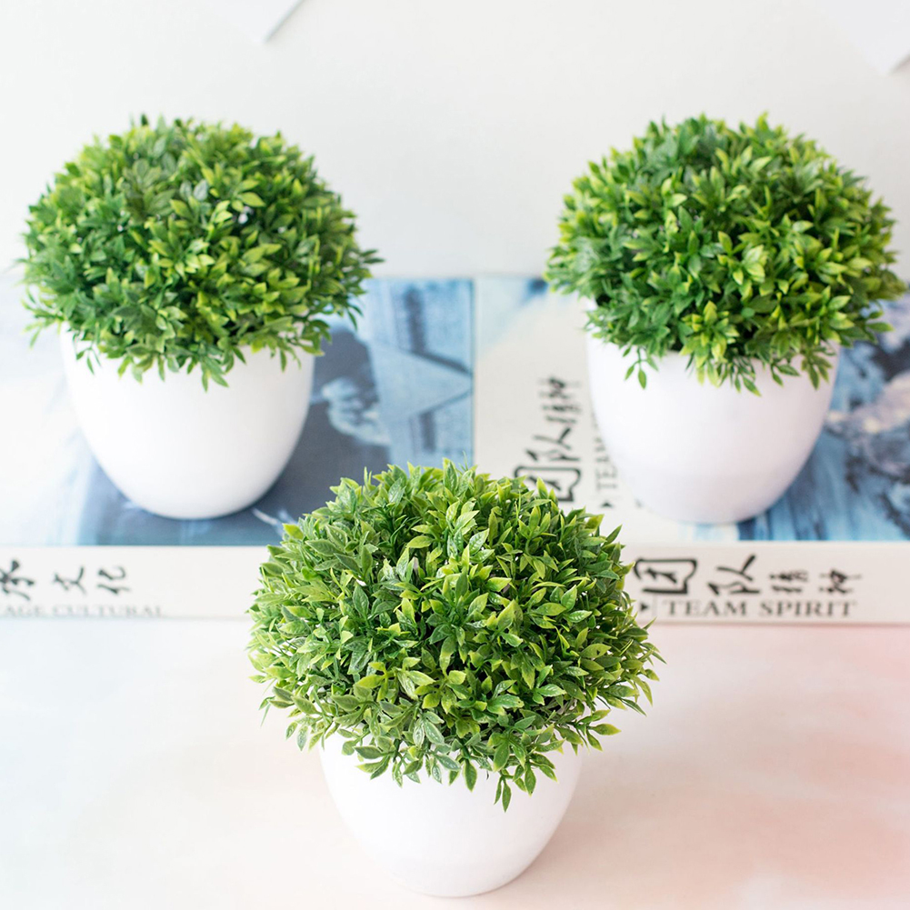 Artificial Potted Plant Bonsai Plastic Flowerpot Ornaments Simulation Flower Grass Birthday Party Decor Home Office Desk Decor