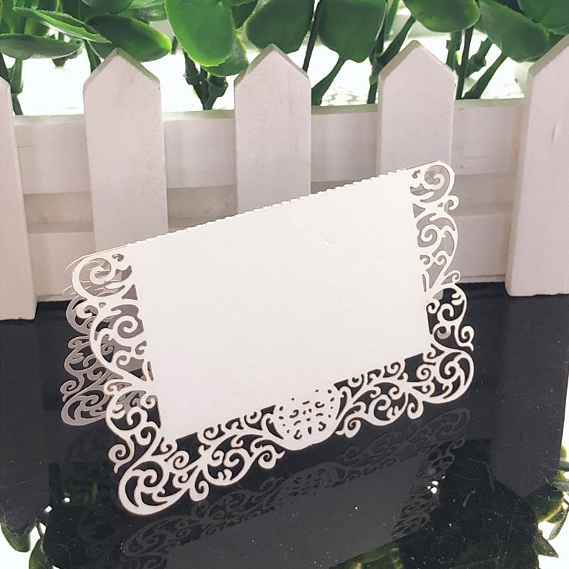 10Colors 50pcs Lace Name Place Cards Wedding Decoration Table Name Message Greeting Card Baby Shower Event Party Decor Supplies